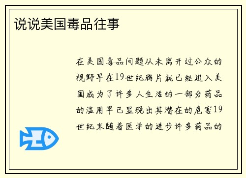 说说美国毒品往事